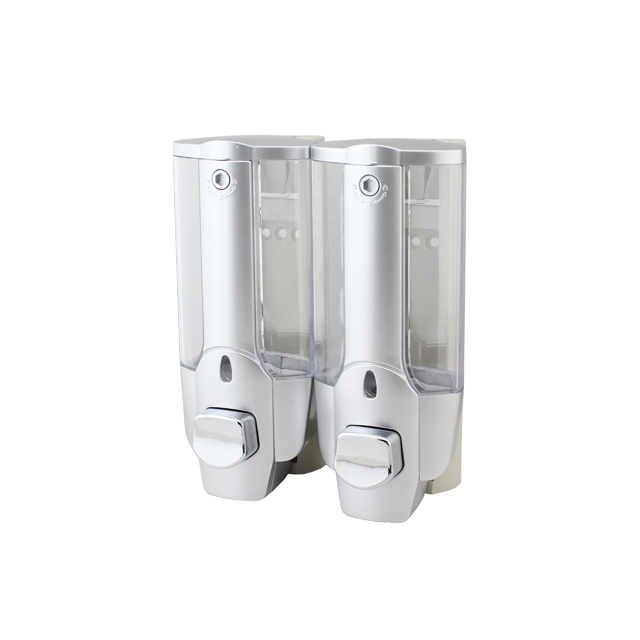 OJ-YL21Y-D ห้องน้ำ 300ml * 2 ABS Matte Manual Liquid Soap Dispensers ภาพหน้าต่างสุขาภิบาลติดผนัง Liquid Soap Dispense